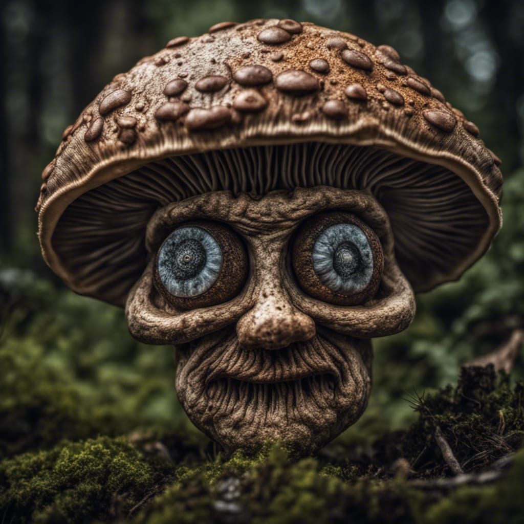 Mushroom Face in Hyperrealistic Style