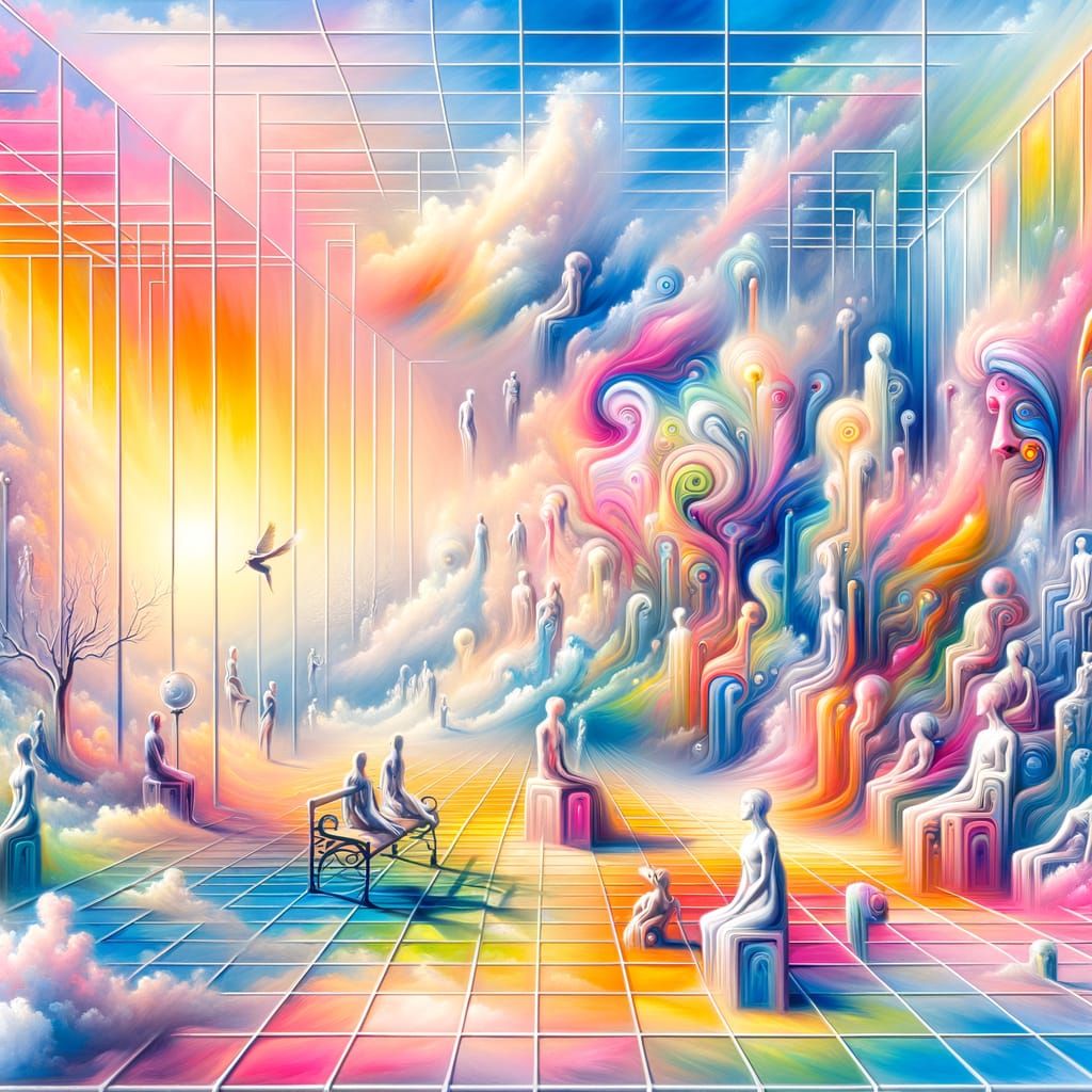 Meaning of Life in Dadaism Style, Airbrush Pastel