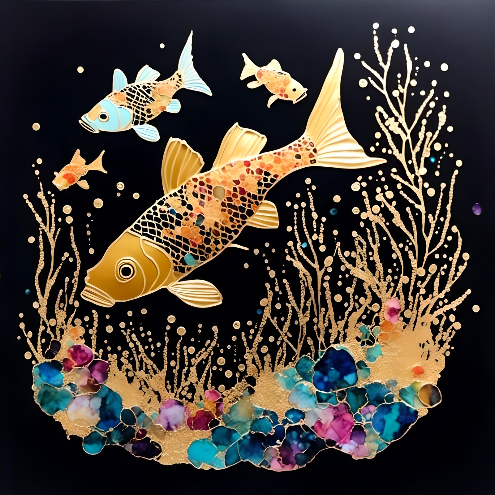 Golden Wicker Fish in Bioluminescent Atlantis