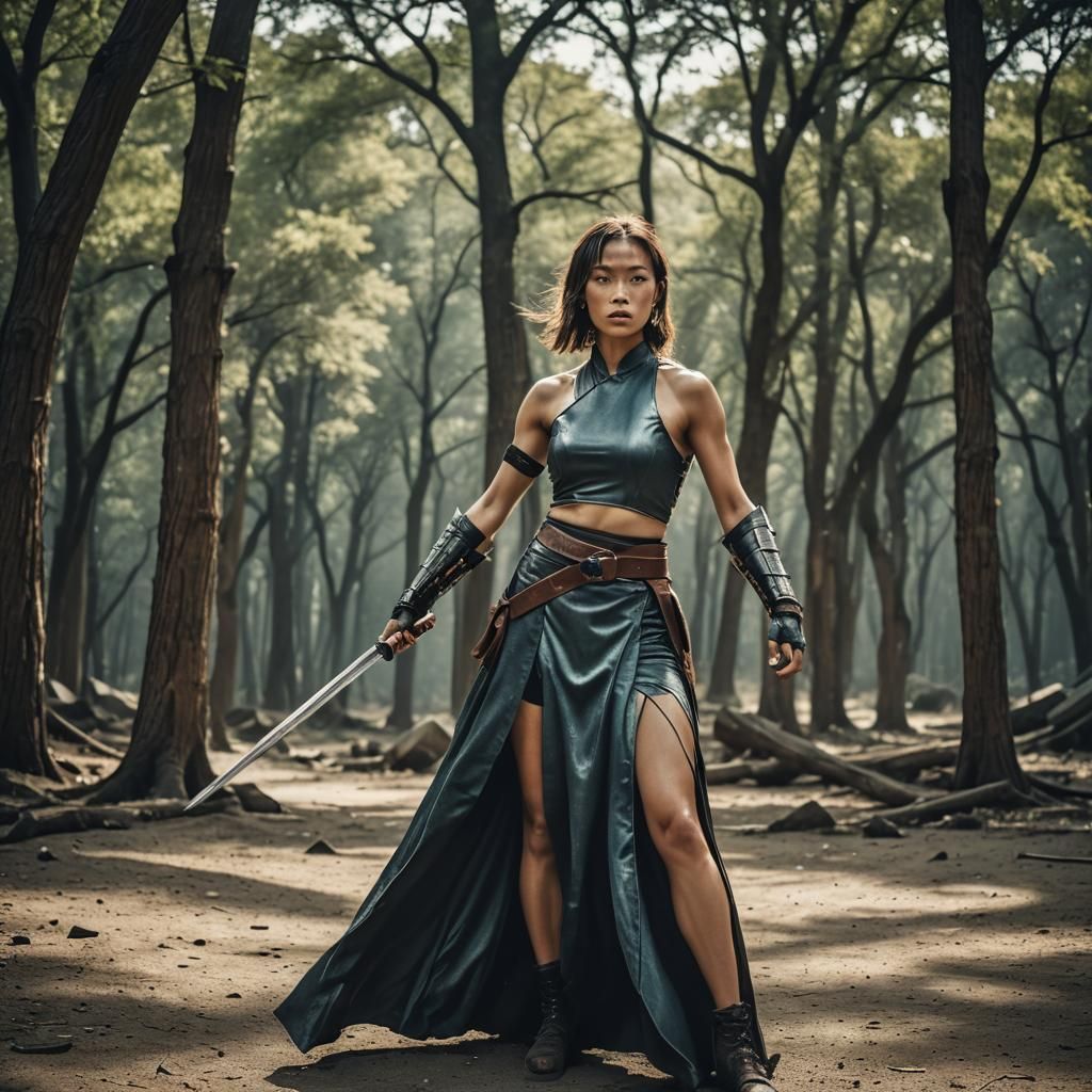 Armored Martial Artist in Cinematic Style