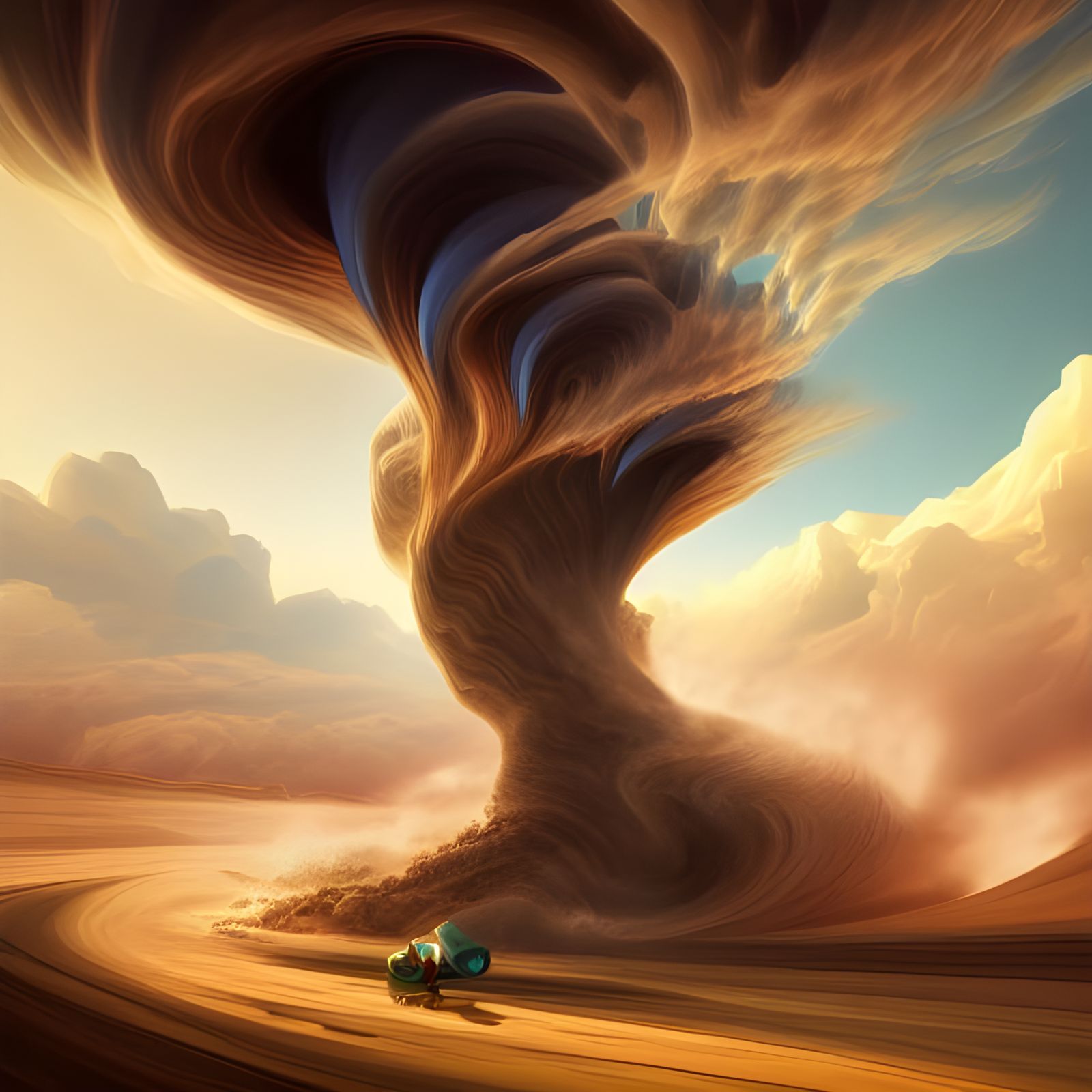 Desert Tornado in Digital Art Style