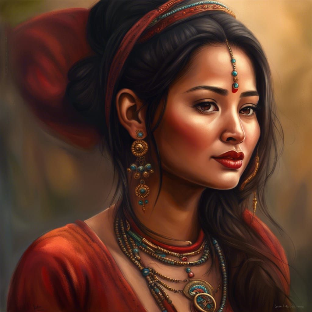 Realistic Portrait of a Beautiful Nepali Woman