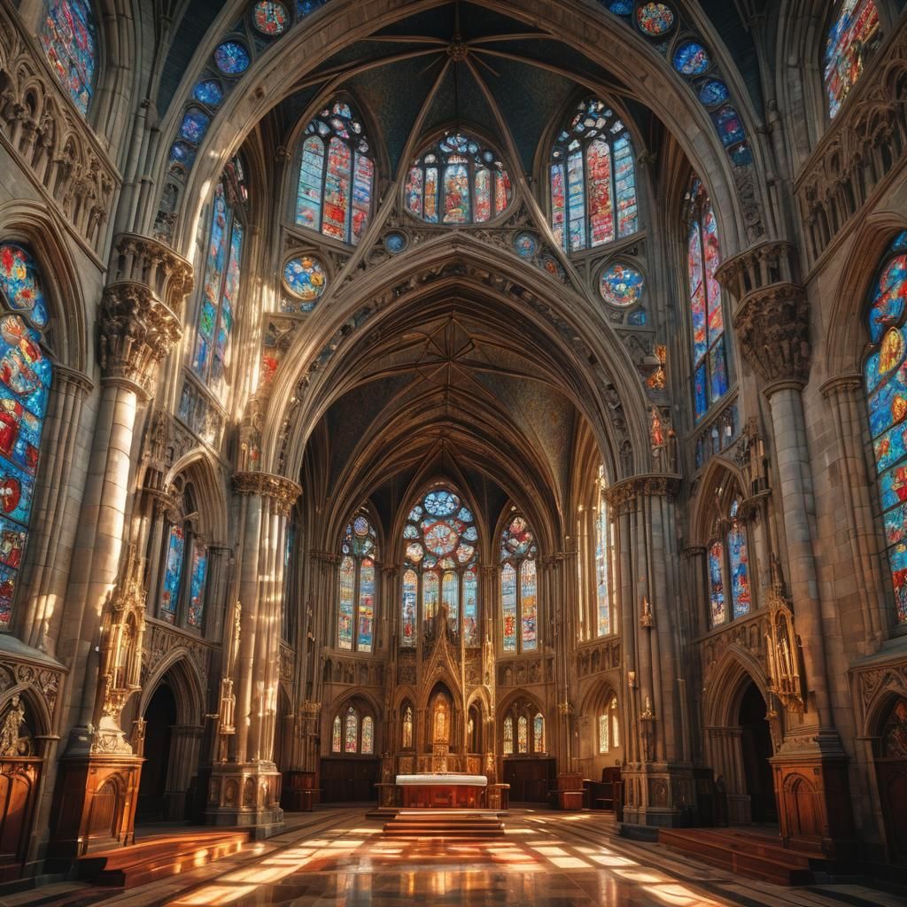 Neo-Gothic Church in Golden Hour Light