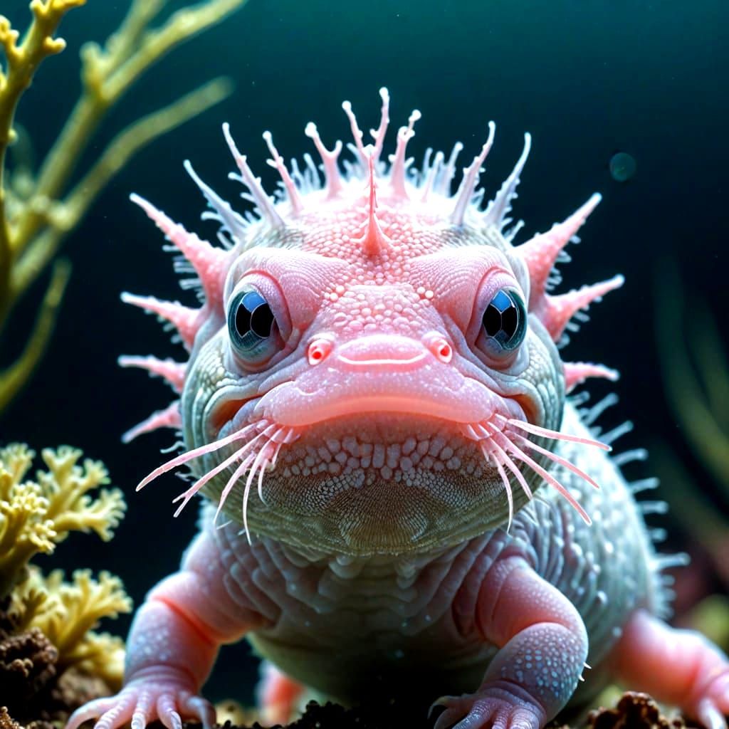 Gentle Axolotl in Dreamy Aquatic Scene