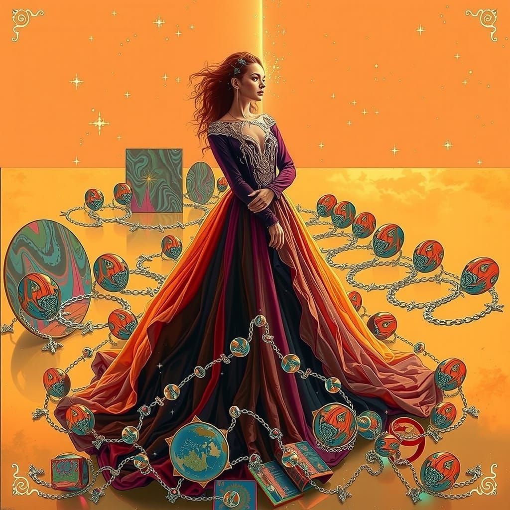 Mysterious Figure in Infinite Mirrors: Hyperrealistic Futuri...