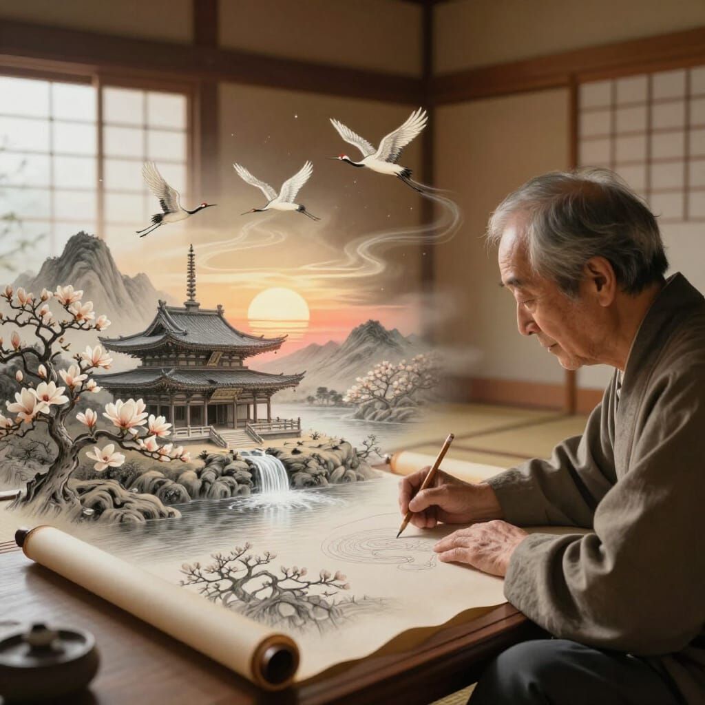 An elderly Japanese artist