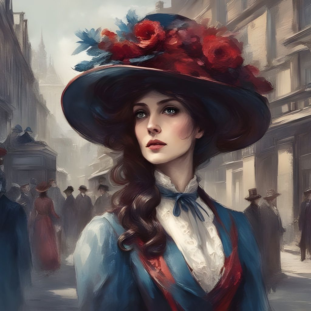 Victorian Lady Walking in London, Royo Style