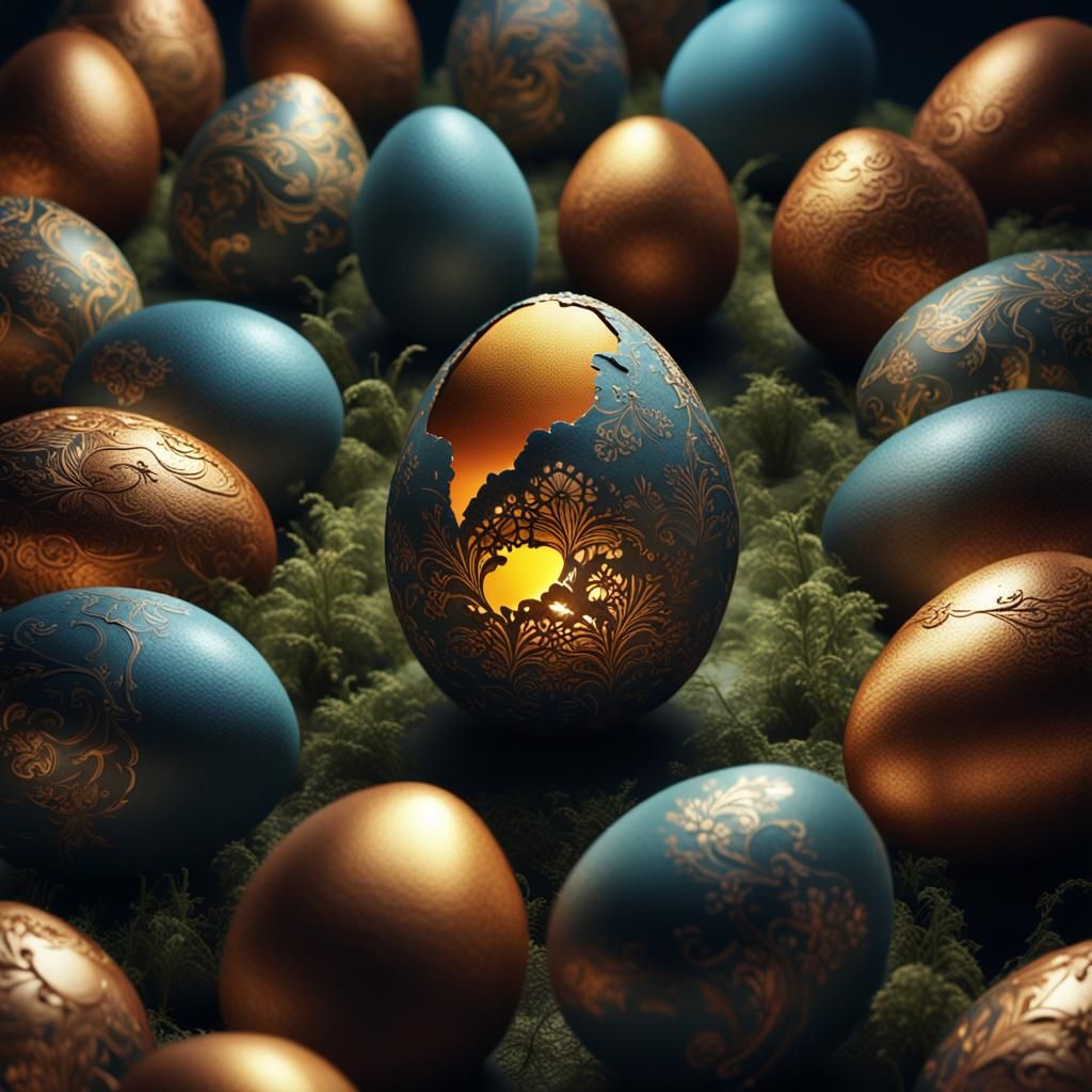 Egg Hatching with Chicken Shadow, Detailed Matte Painting