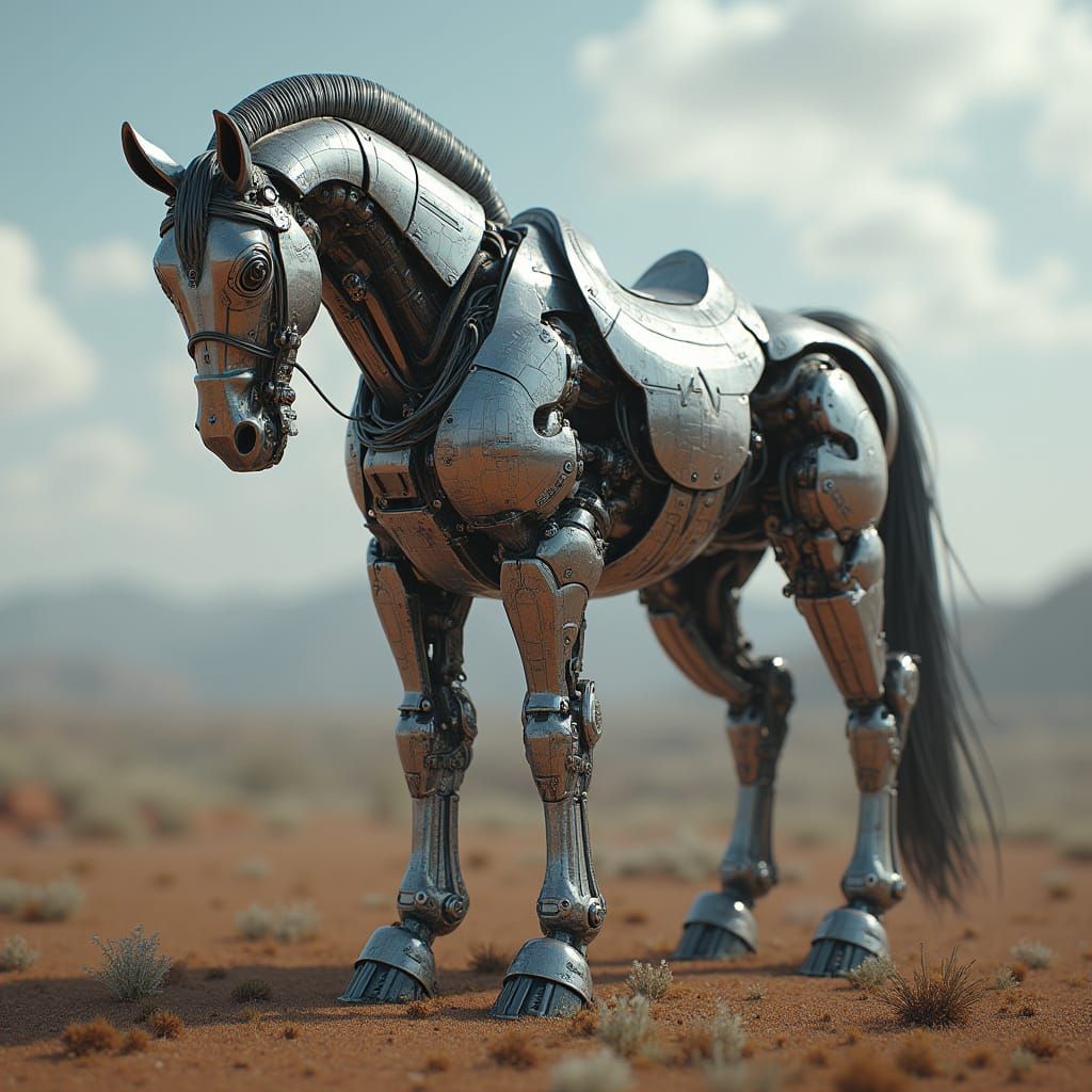 Majestic Sci-Fi Robot in Hyper-Detailed Cinema 4D Style