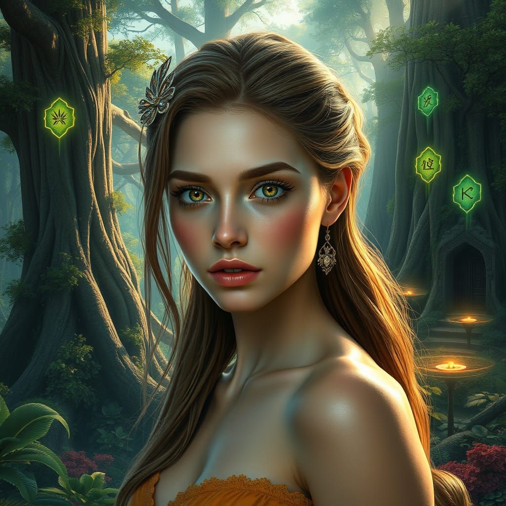 Hyperrealistic Portrait of an Enchanted Goddess