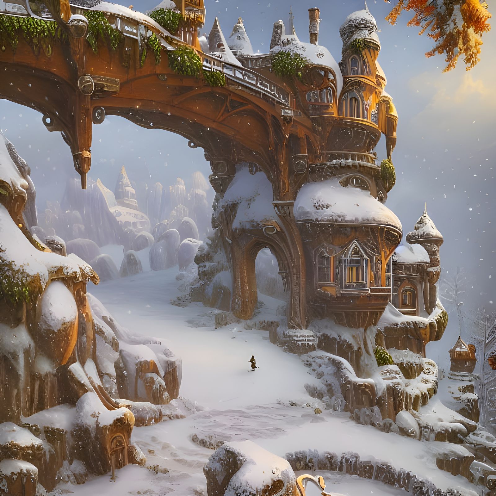 A snowy day in Fantasy hills.