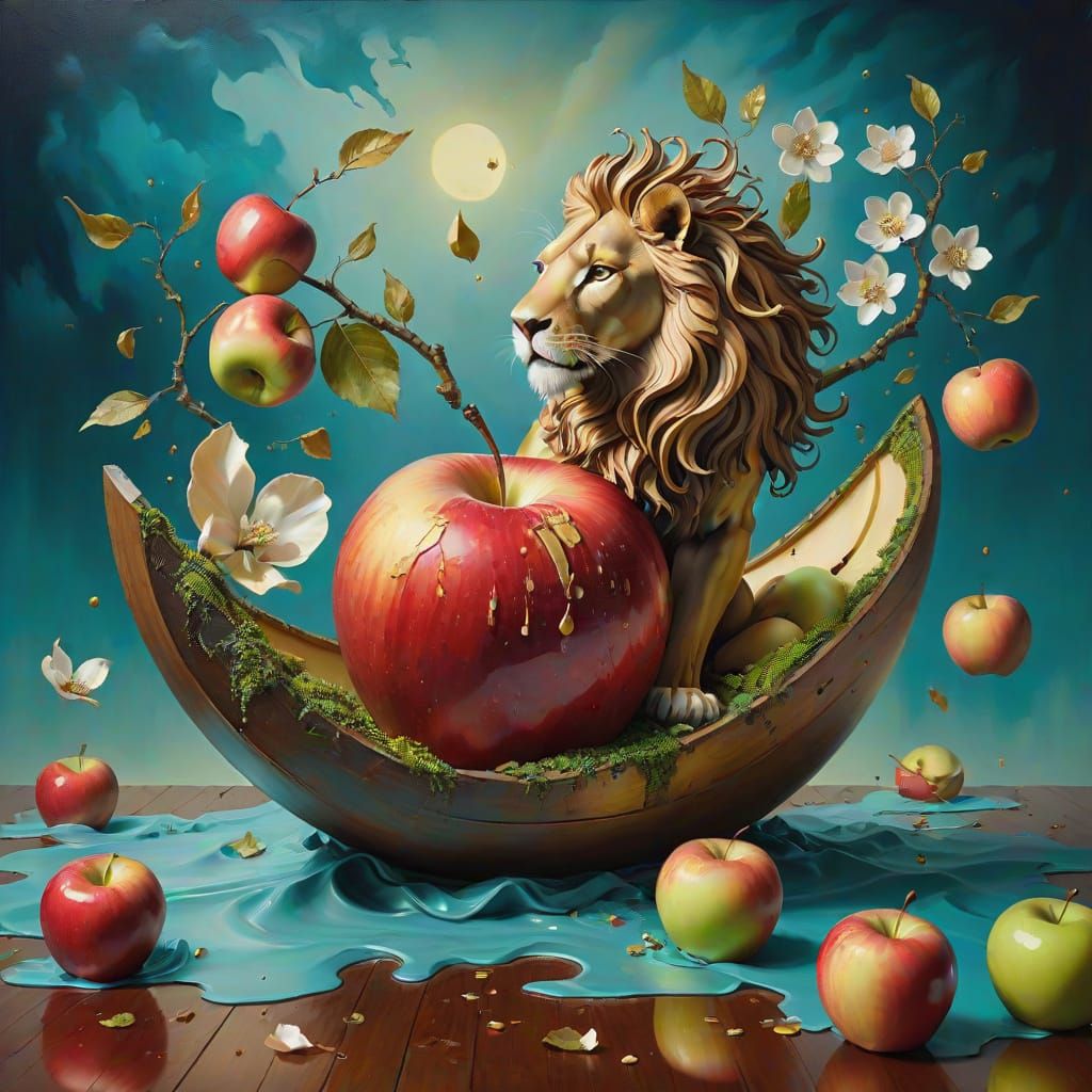 Dreamlike Vessel Sails on Crimson Sea