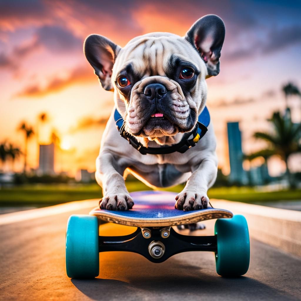 French Bulldog Skateboarding