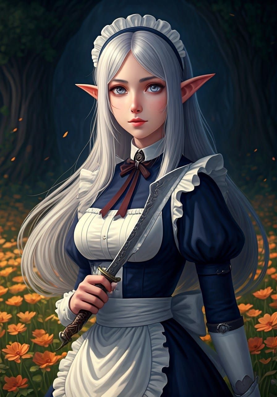 Frieren as Elf Maid in Photorealistic Pixar Style