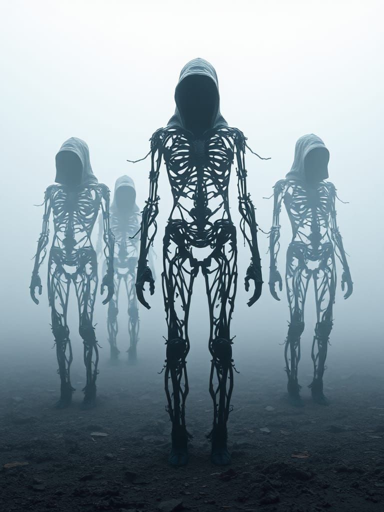 Post-Apocalyptic Figures in Silent Mist