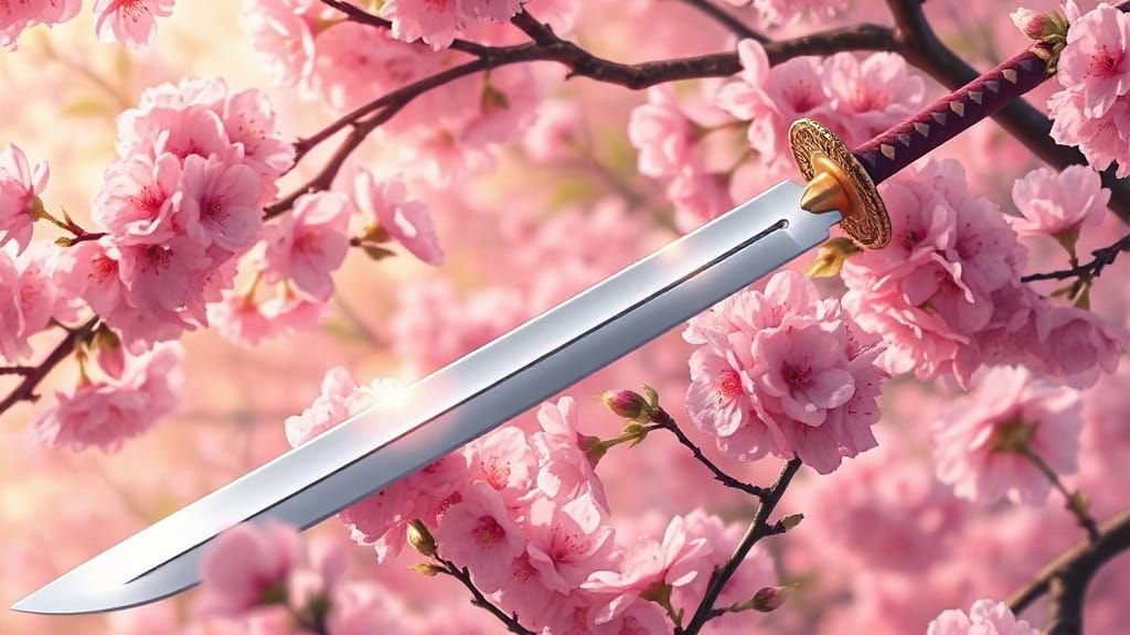 Steel Arming Sword in Cherry Blossom Garden