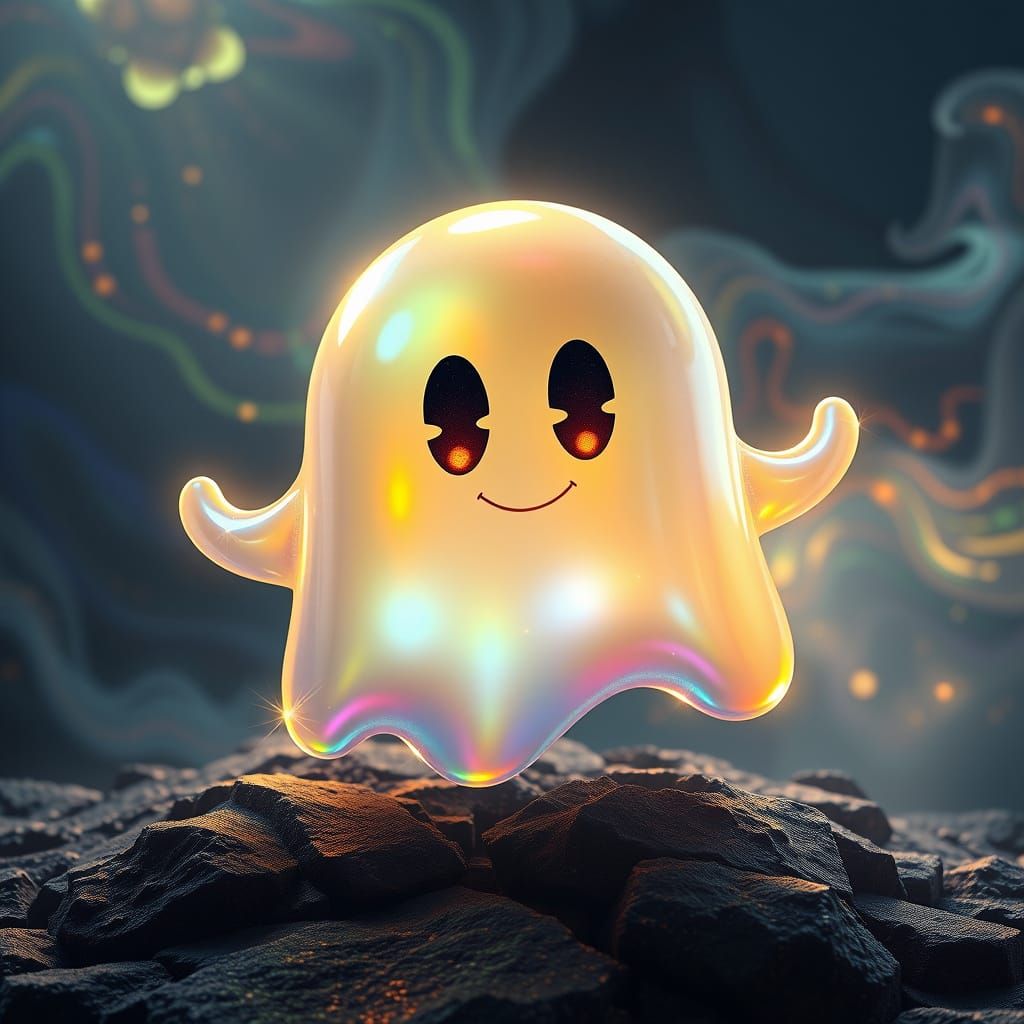 Surreal Pac-Man Ghost in Hyper-Realistic Digital Painting