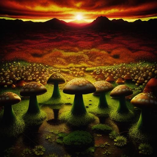 Psychedelic Mushroom Album Cover in Hipgnosis Style