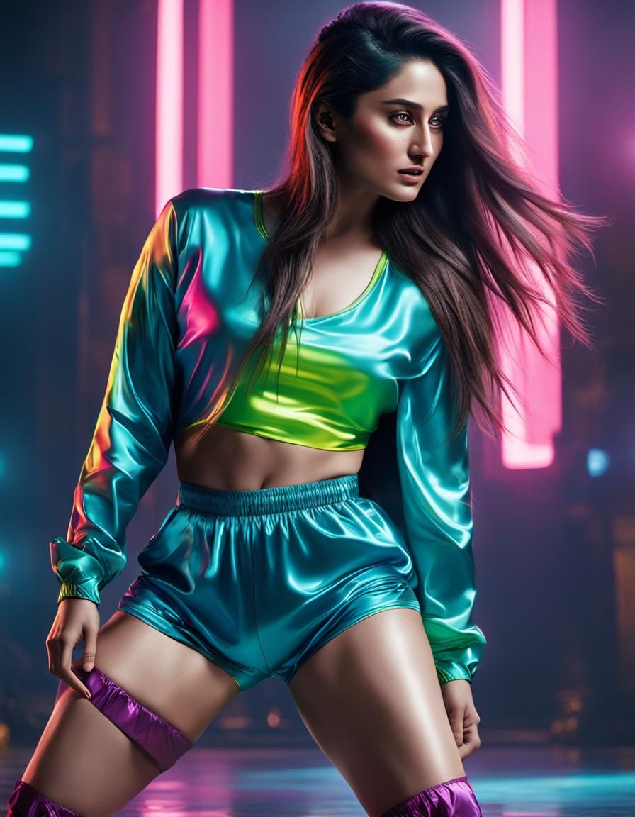 Cyberpunk Indian Figure in Neon Cityscape