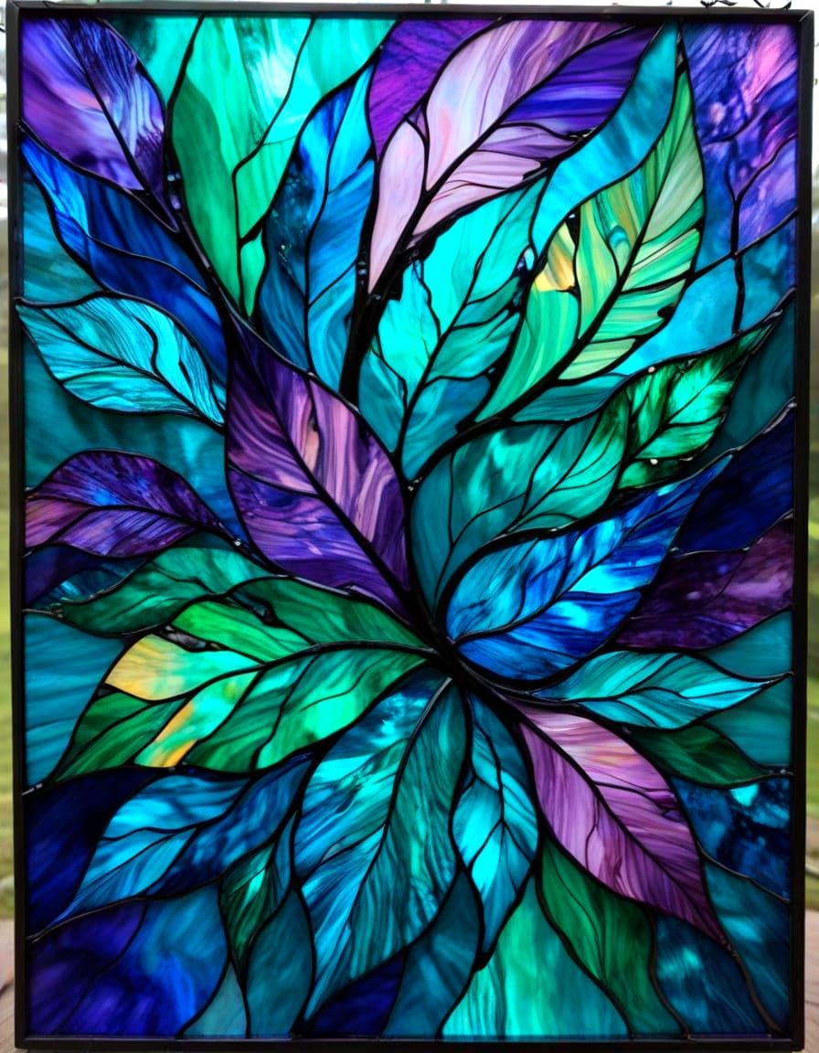 Luminous Stained Glass in Alcohol Ink Blues and Greens