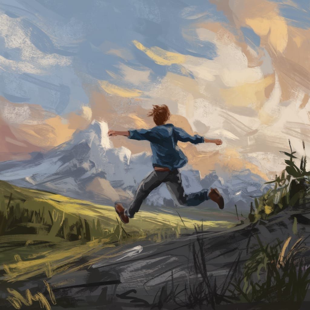 Ethereal Youths in Dreamlike Landscape