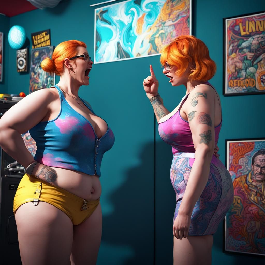 Argument in Gamer Room: Photorealistic Graffiti Art