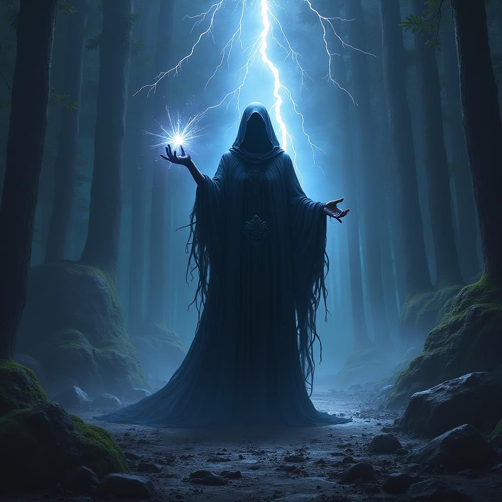 Dark Sorceress Unleashing Magic in Dystopian Realm