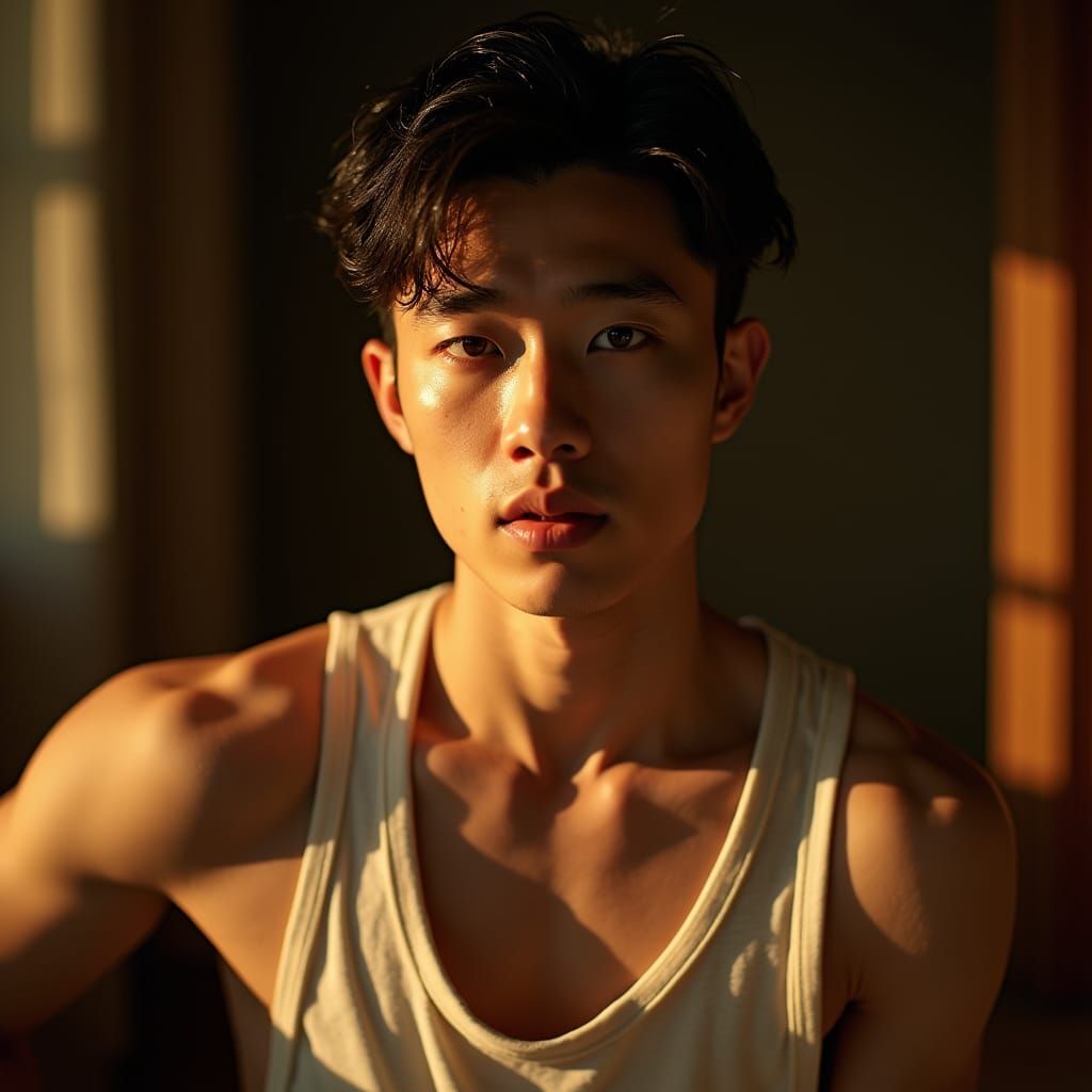 Dramatic Portrait of a Handsome Young Chinese Man