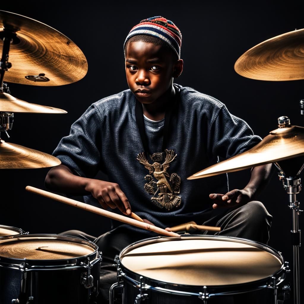 Hyperrealistic Drummer Boy in Cinematic Style