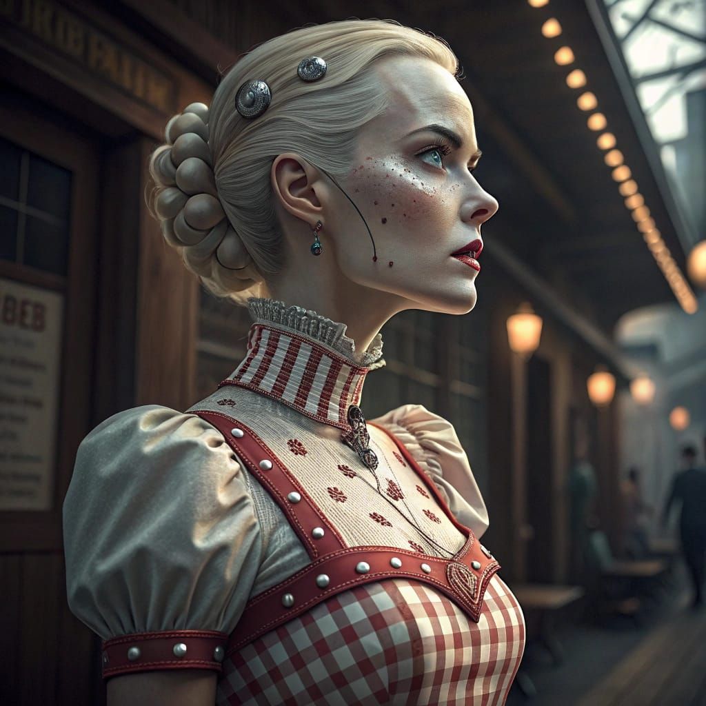 Westworld Android in Porcelain Gingham Dress