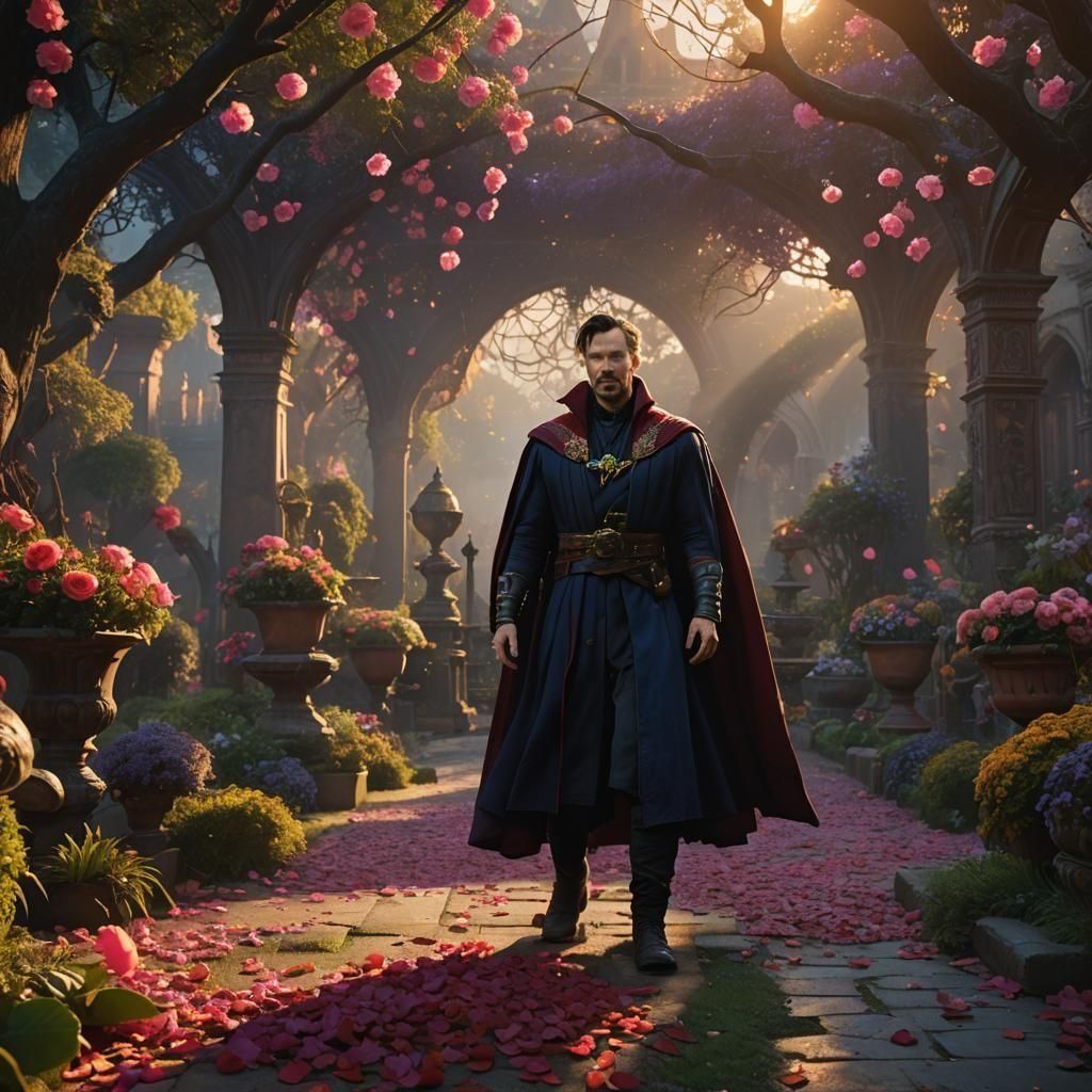 Doctor Strange in Gothic Rose Garden, Digital Art