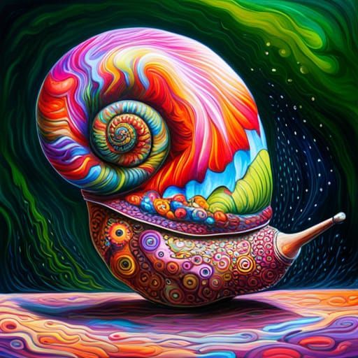 Psychedelic Snail in Vibrant Graffiti Art Style