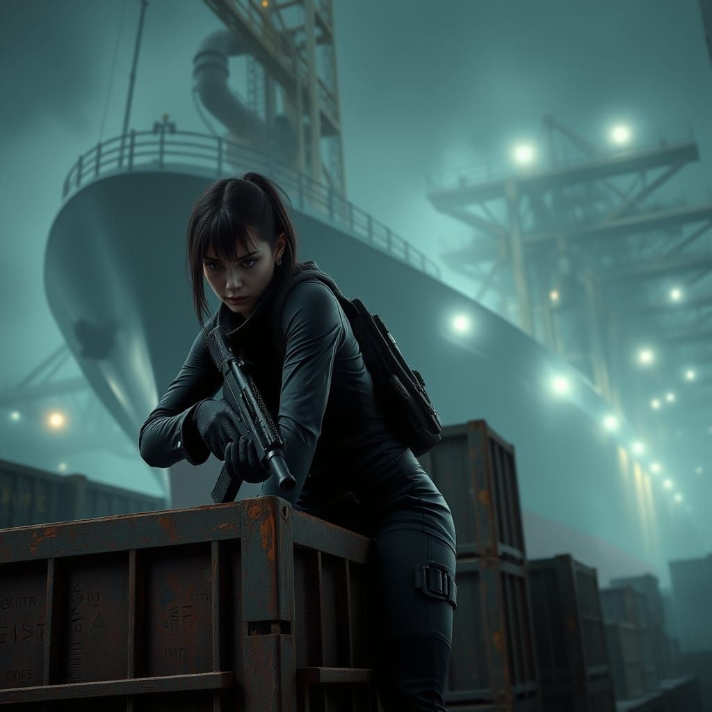 Female Secret Agent in Perilous Shipyard Hideout
