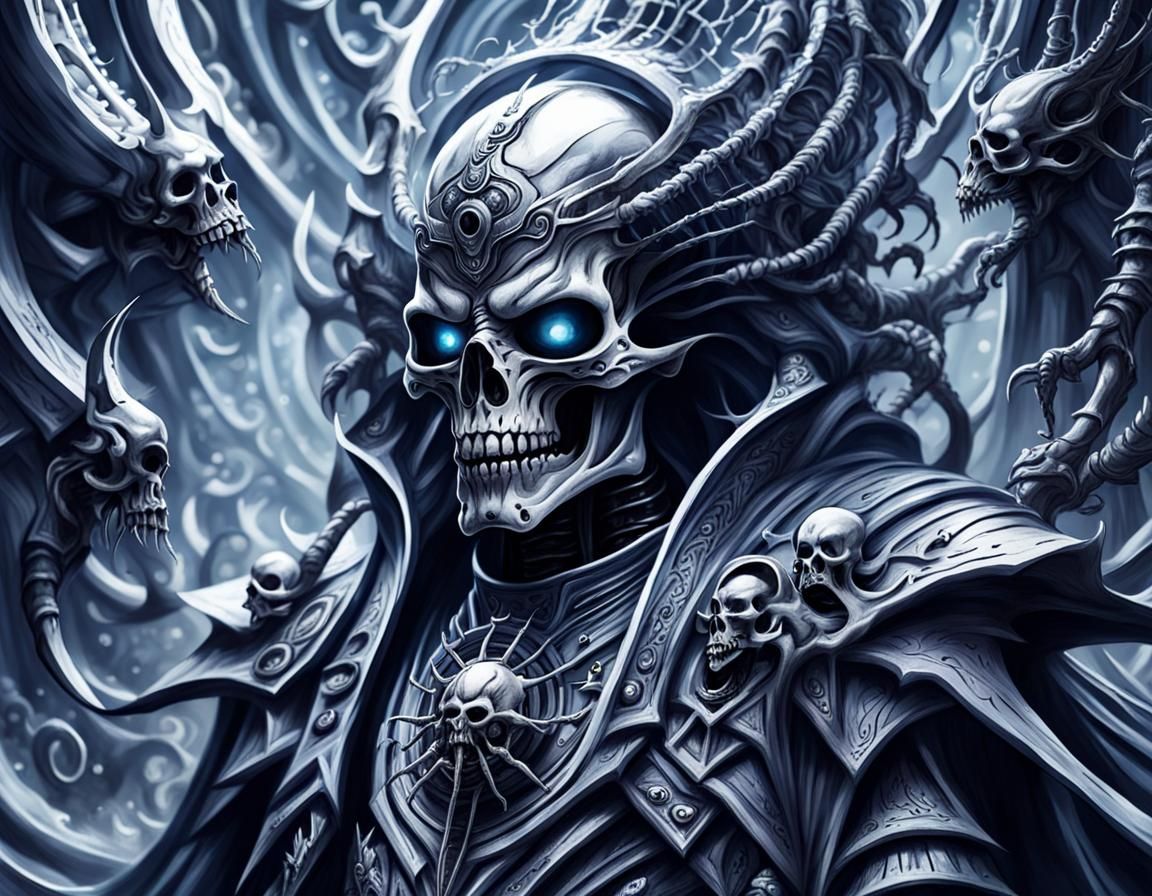 Lich Casting Spells in Dark Magical Art Style