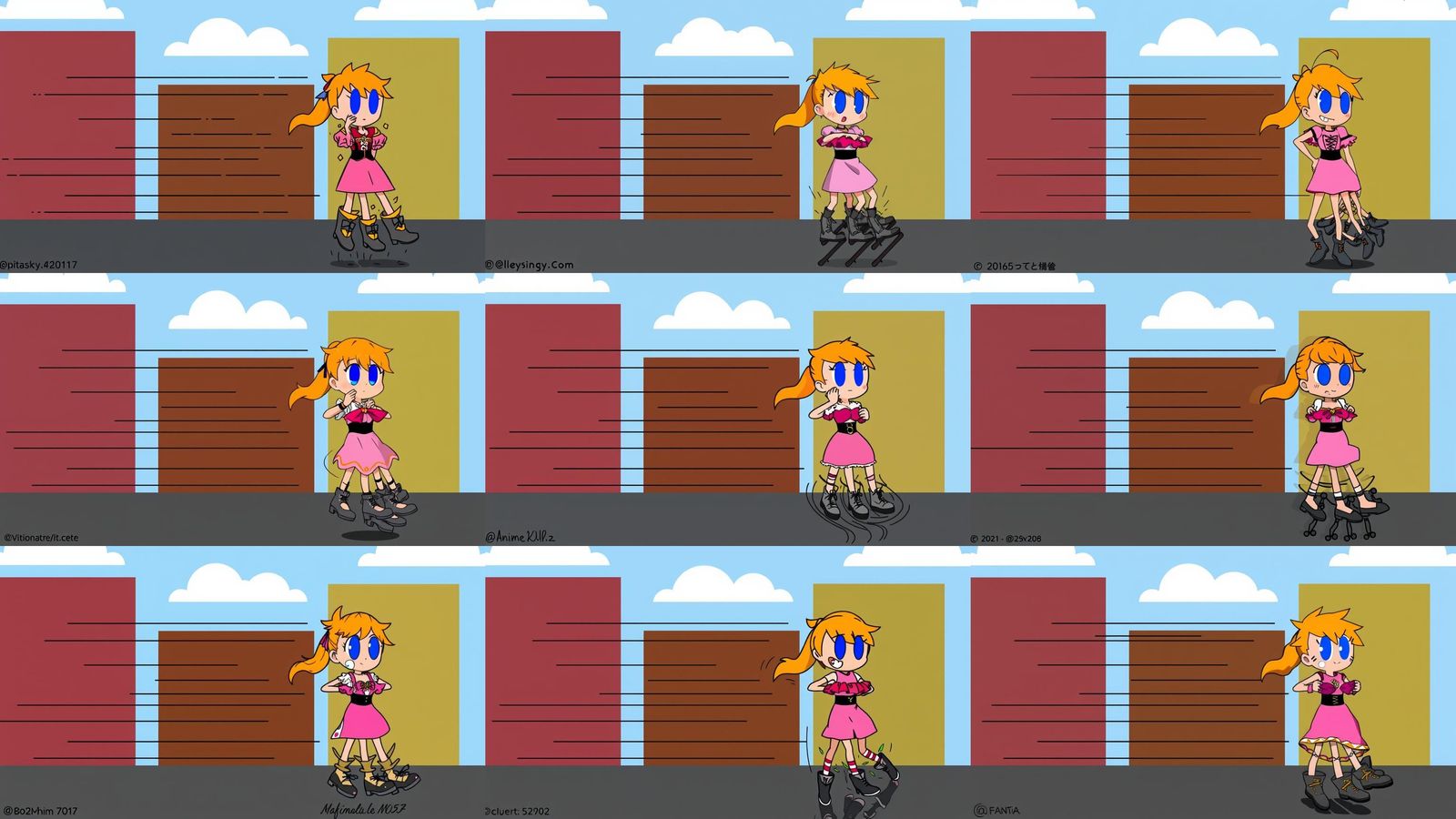 Cartoon Woman in Princess Dress Parachuting