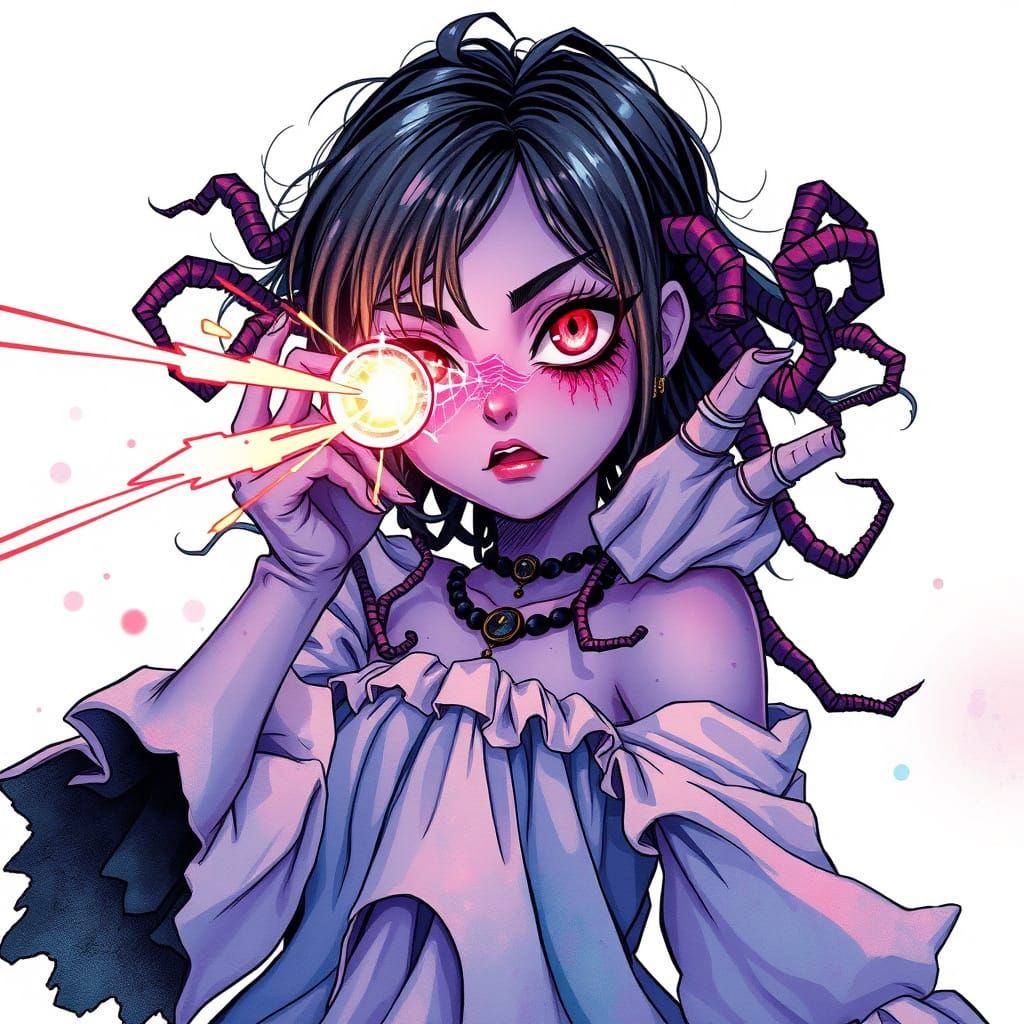 Gothic Anime Goddess Unleashes Psychic Fury