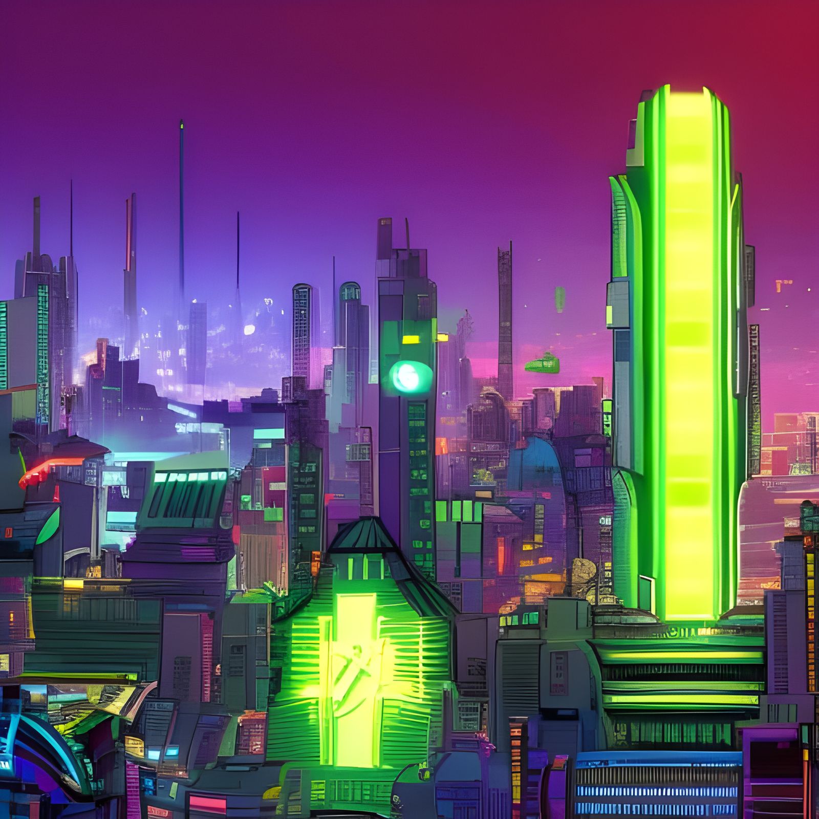 Neon Cityscape in Cyberpunk 2099 Style