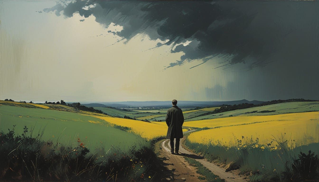 Ethereal Horizon Figure in Abstract Art Style