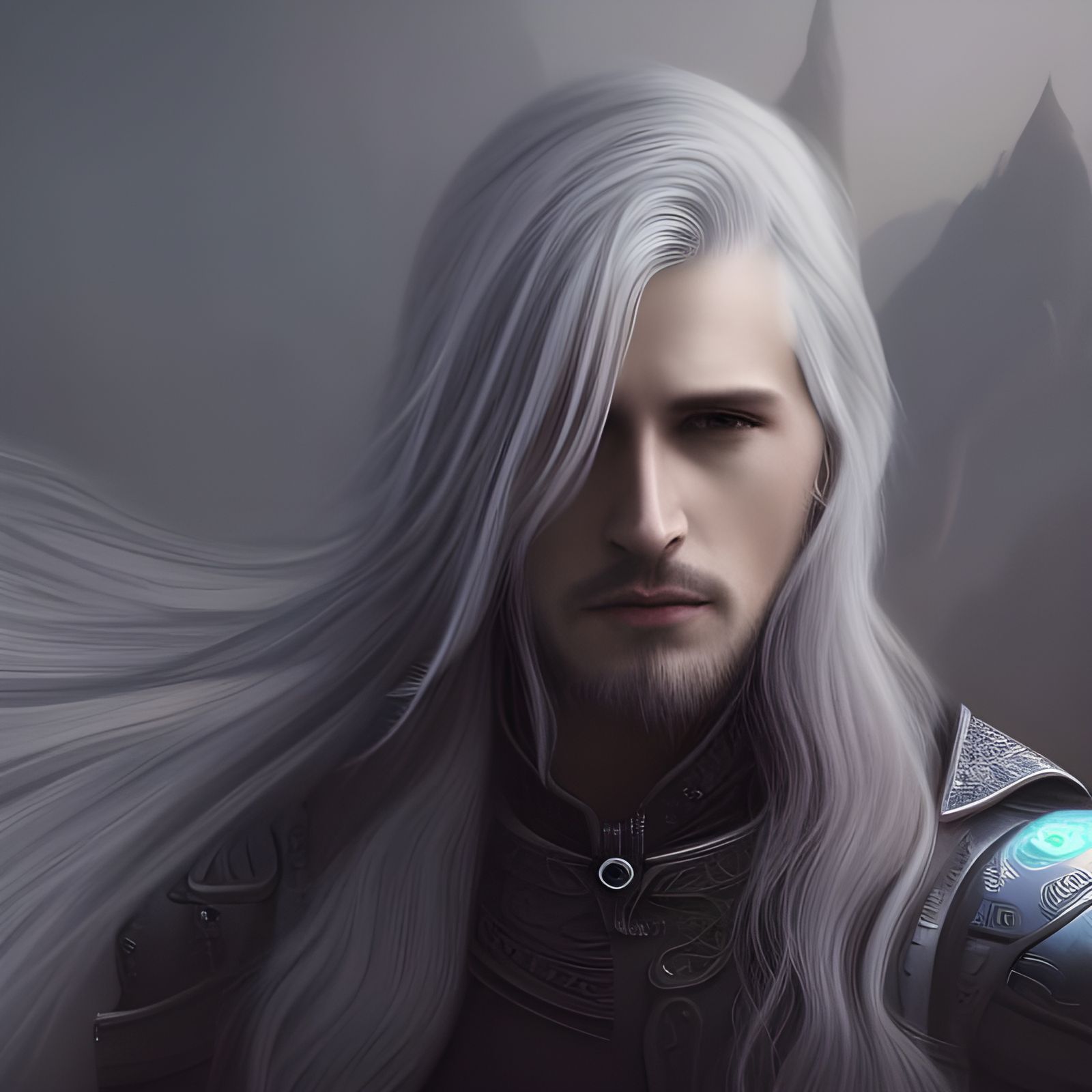 Fantastical Silver Haired Male Portrait