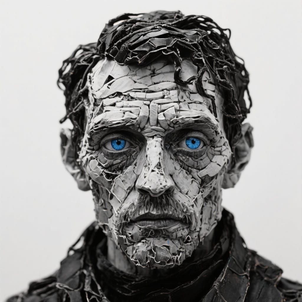 Striking Black and White Portrait of Man with Piercing Blue ...