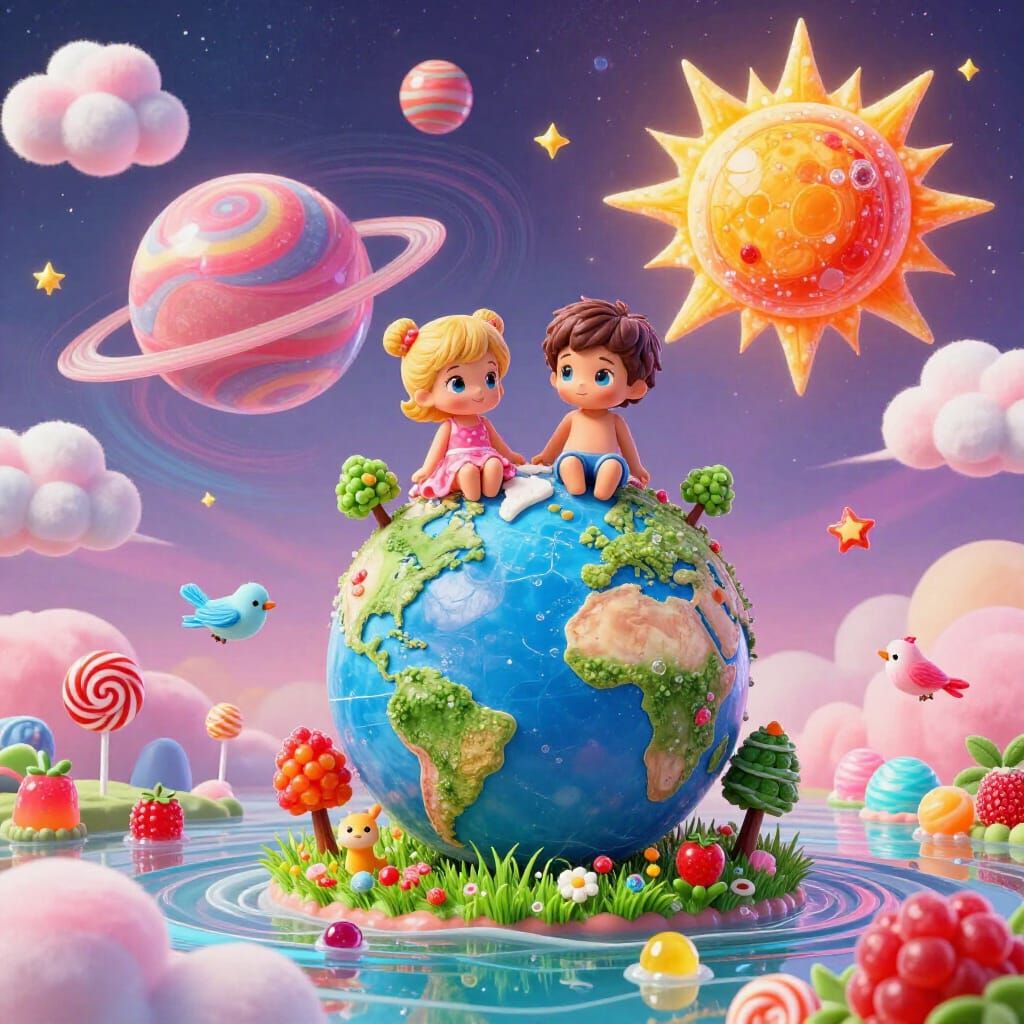 Candy Candyland Universe Creation with Adam and Eve