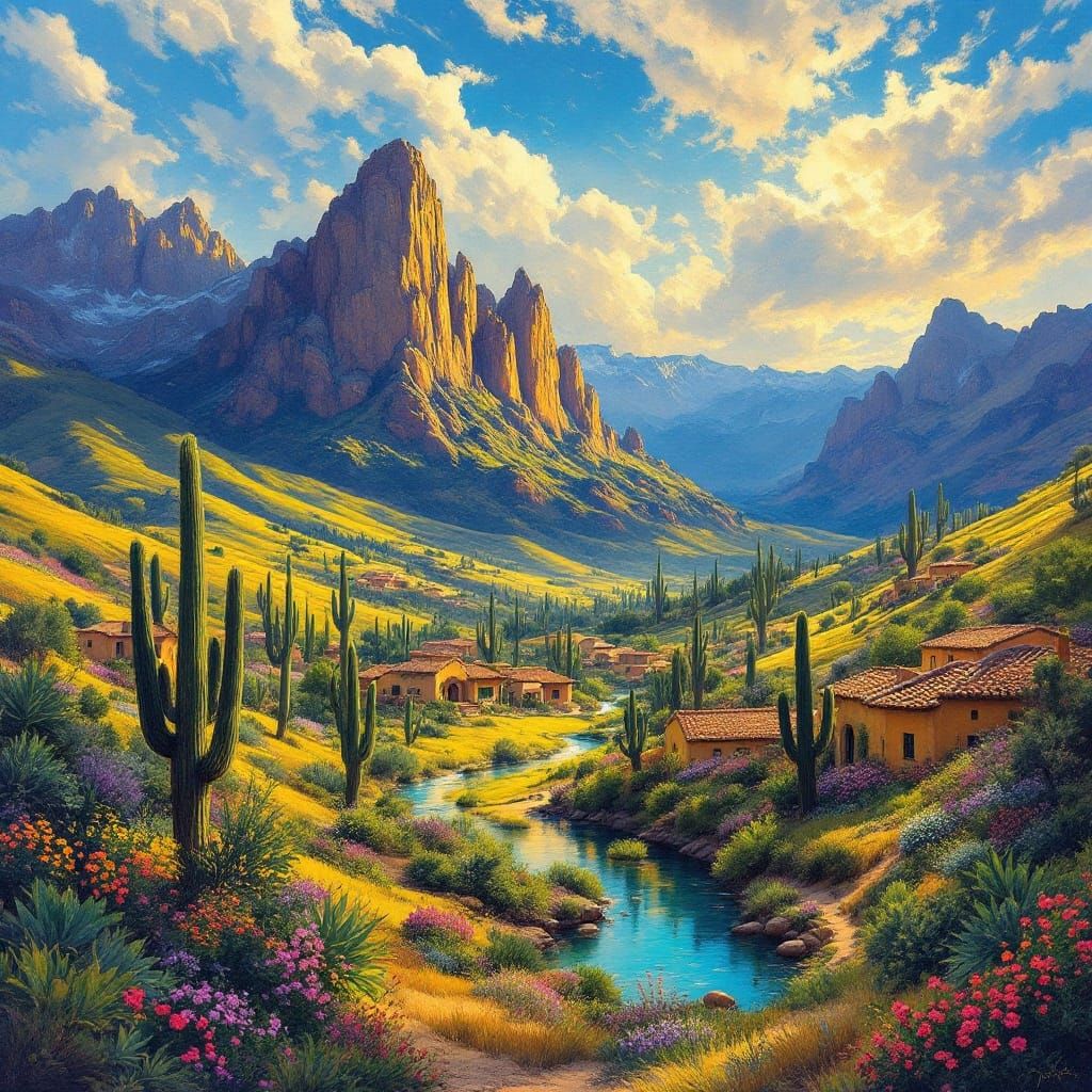 Serenity of Mexico in Vibrant Oil Painting