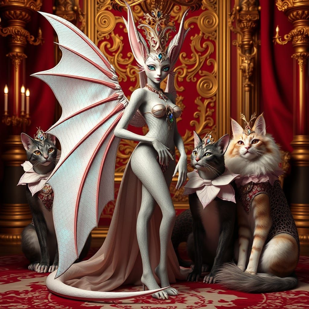 Regal Fantasy Creature in Baroque-Inspired Fashion Editorial