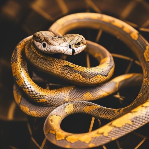 Snake Coiled into Wheel, Professional Photography