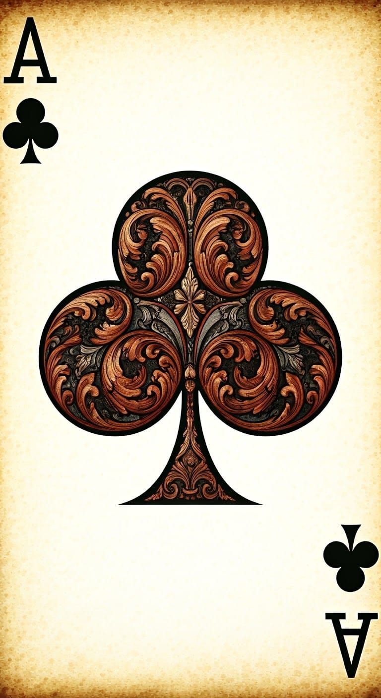 Elegant Baroque-Style Ace of Clubs Playing Card