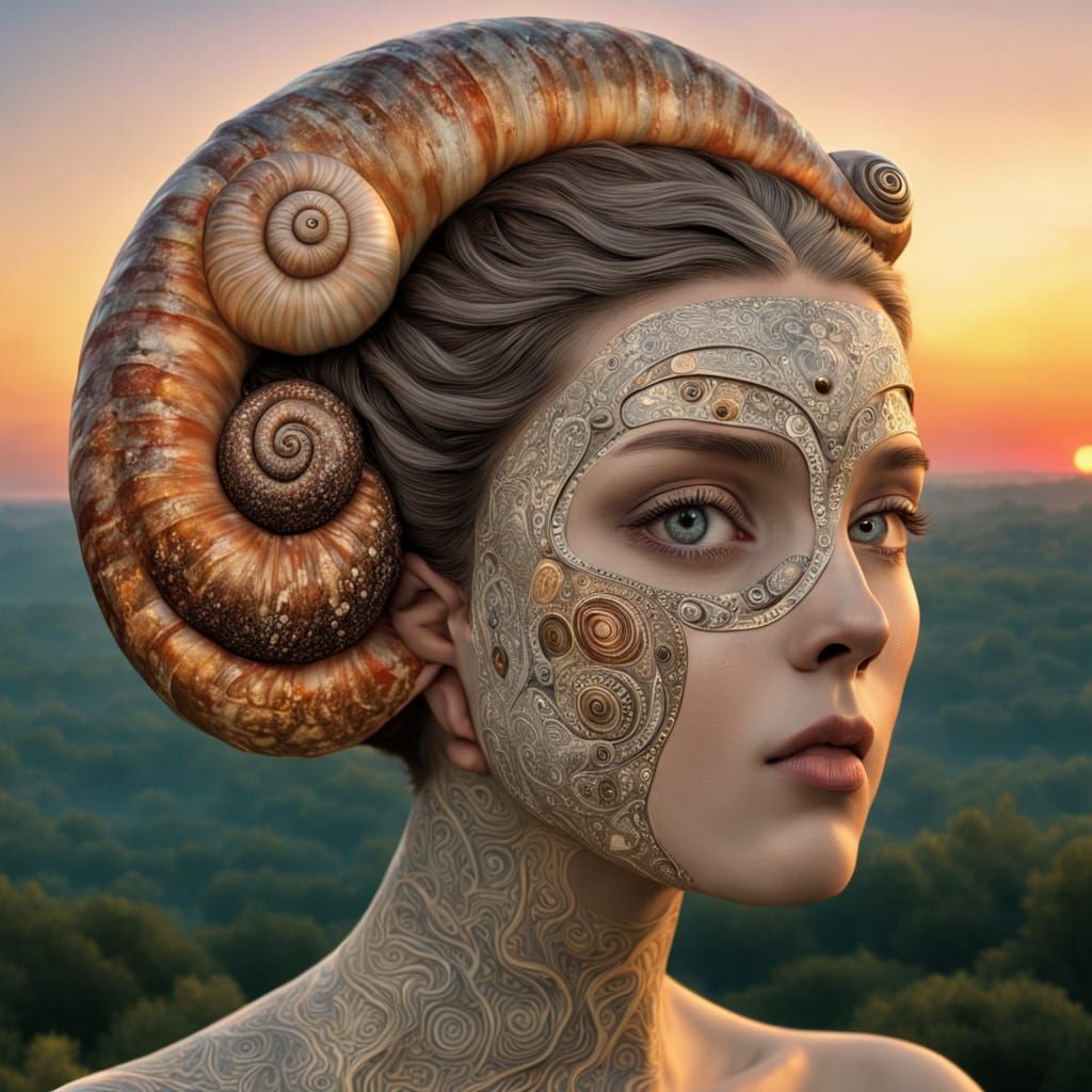 Ethereal Sunset Goddess Emerging from Labyrinth of Light