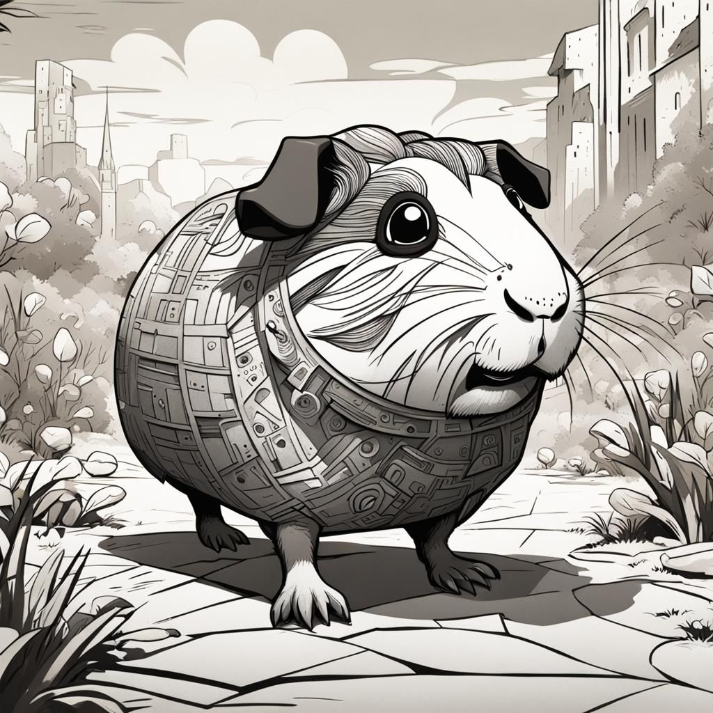 1920s Cartoon Guinea Pig in Cubist Style