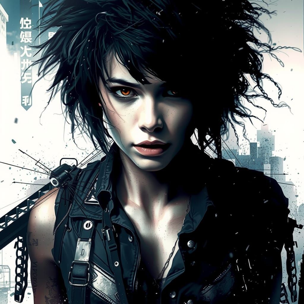 Dark City Scene in Hyperrealistic Digital Art