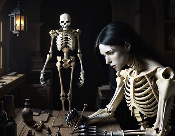 Furry Skeleton Bone Repair in Dark Fantasy Style