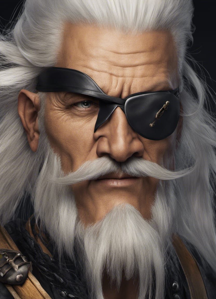 Weathered Pirate Portrait with Eyepatch